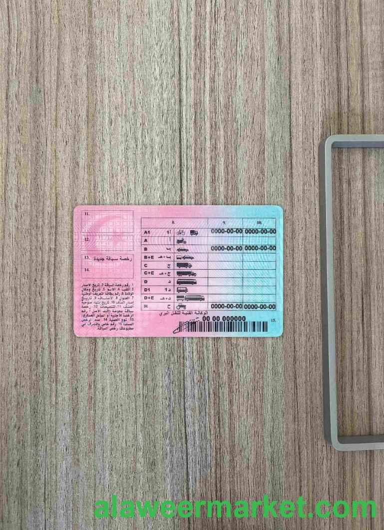 Tunisia driving license  photolook BACK